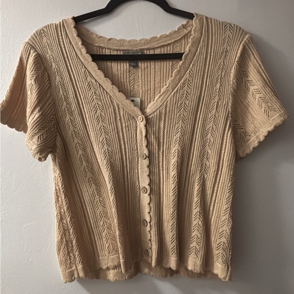 Tops - Cupcake Beige Knit Button-Up Women's Top